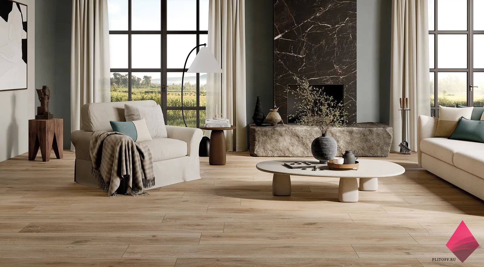 Бежевая плитка под дерево фото