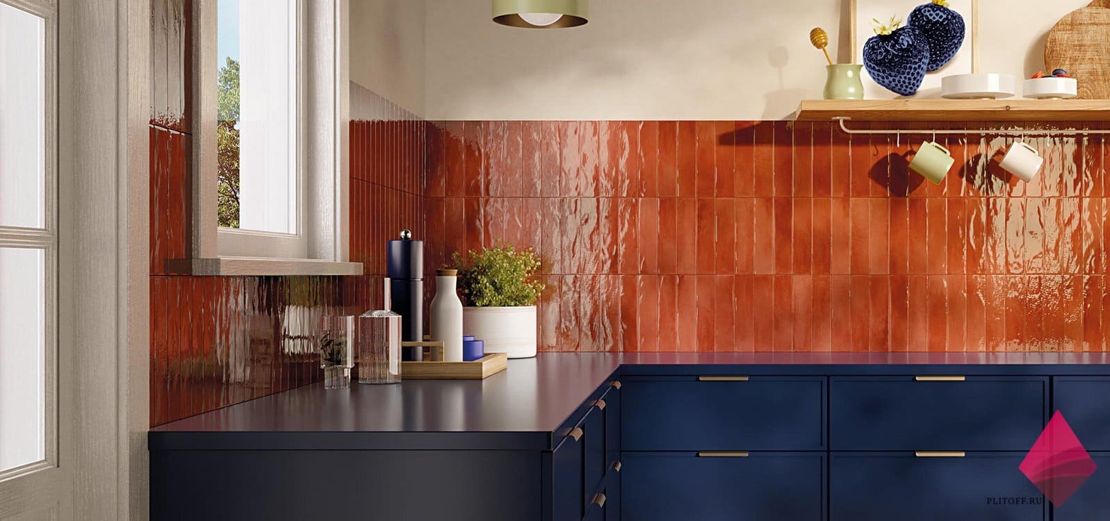 Оранжевая плитка под кирпич