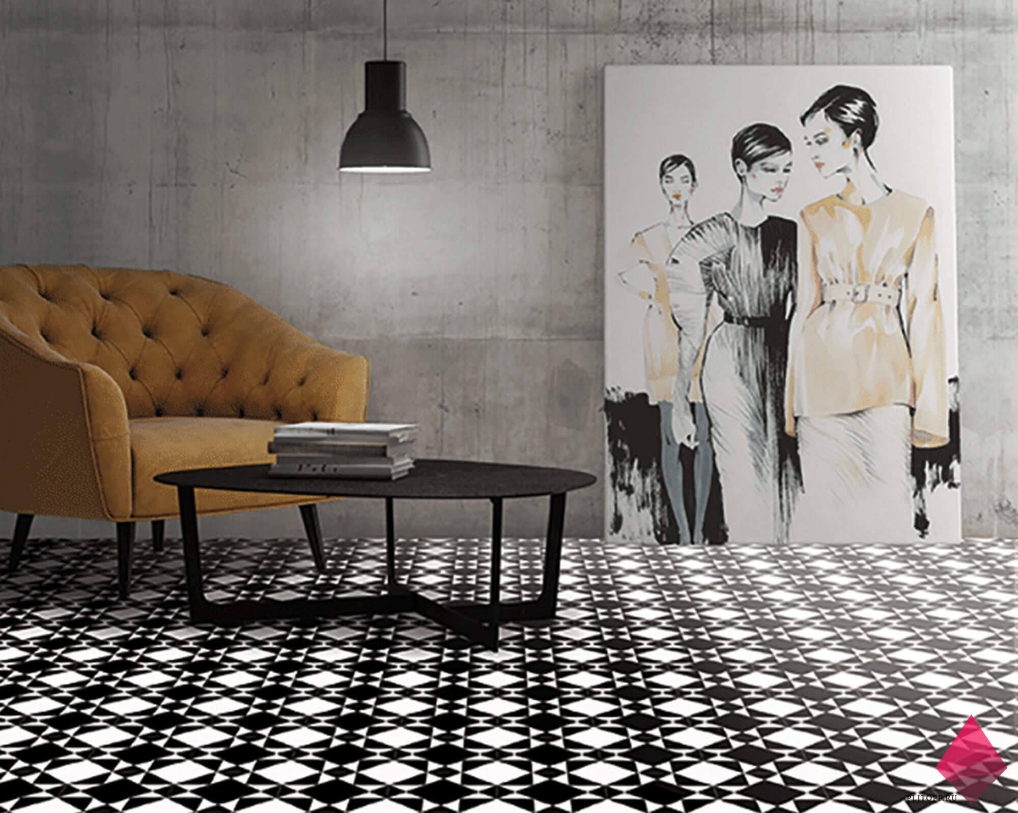 Плитка черная с белым фото