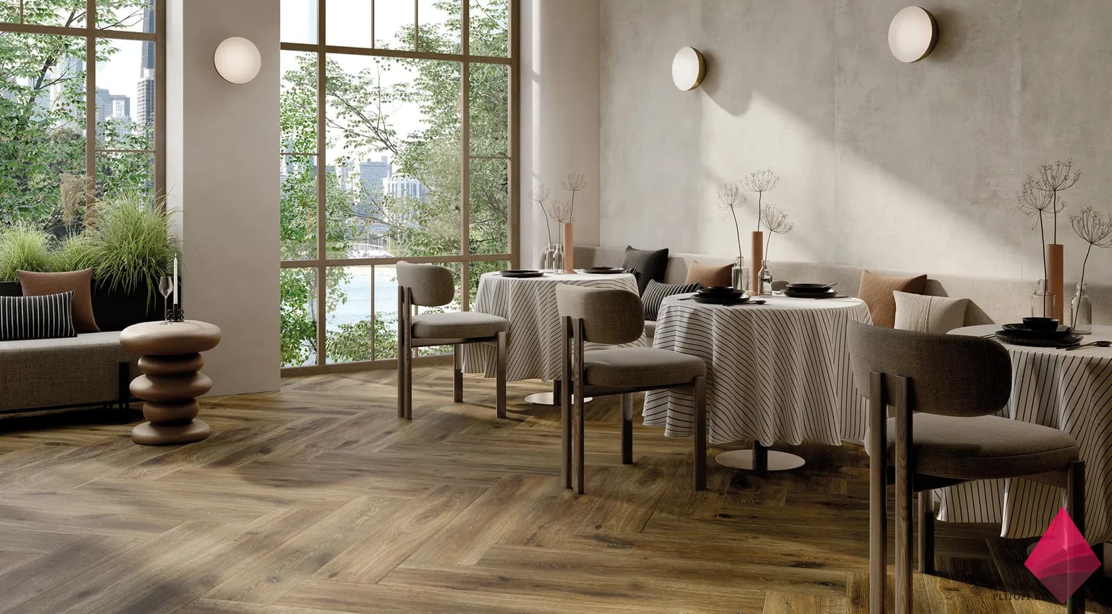 Плитка елочкой под дерево