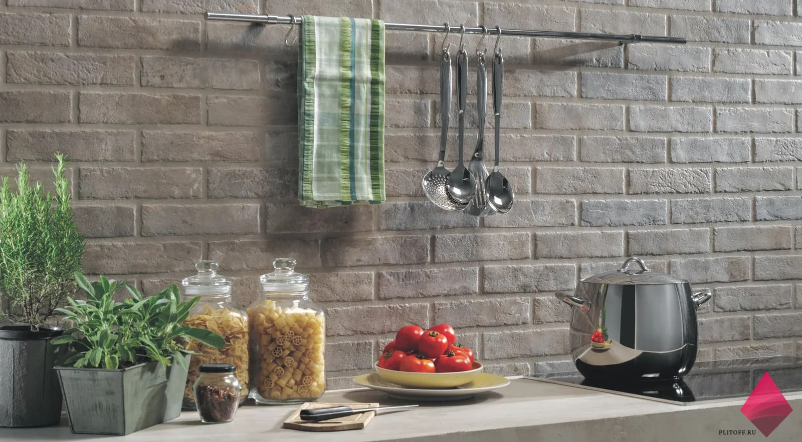 Плитка под кирпич на фартук