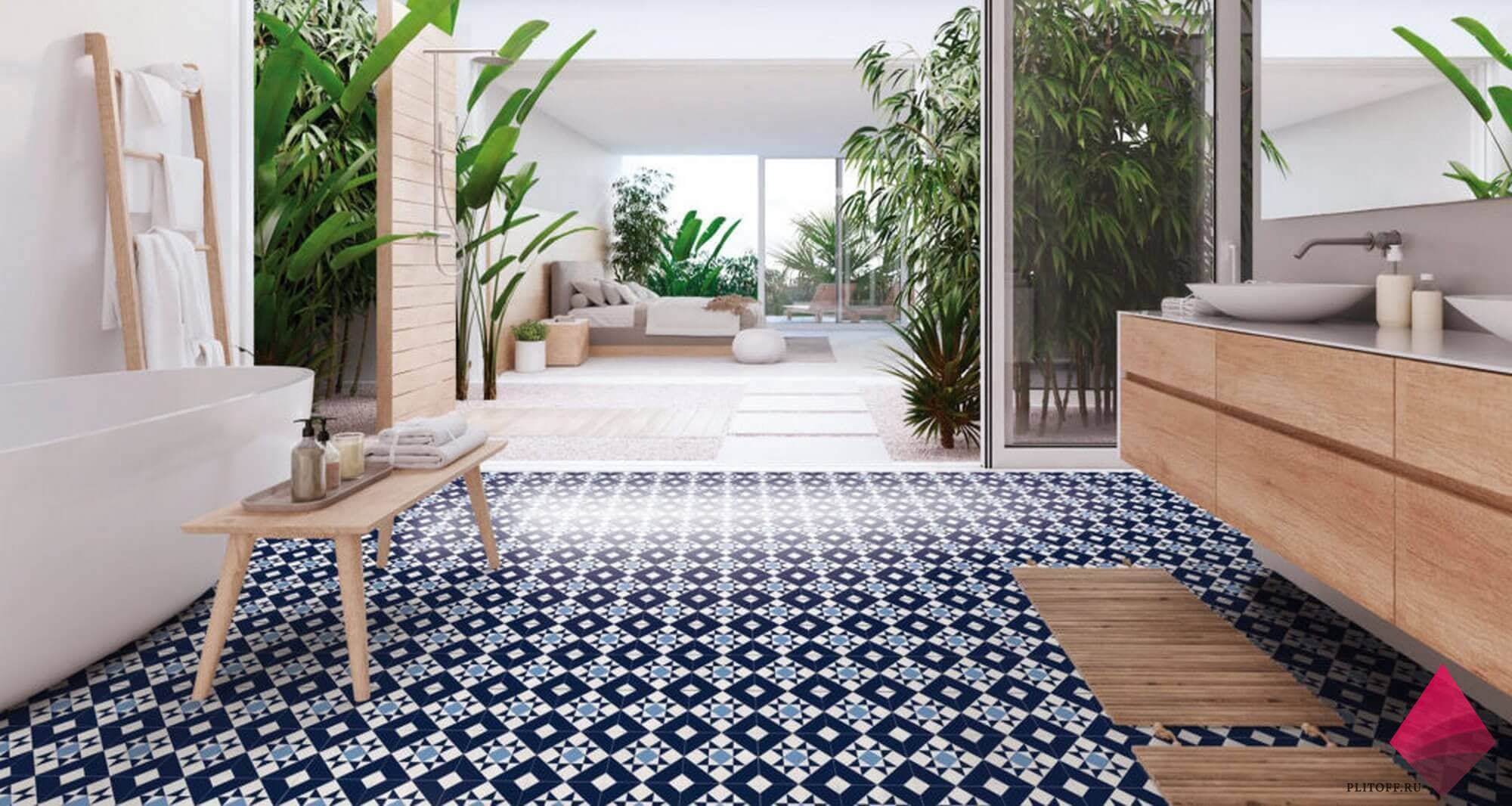 Синяя плитка для пола