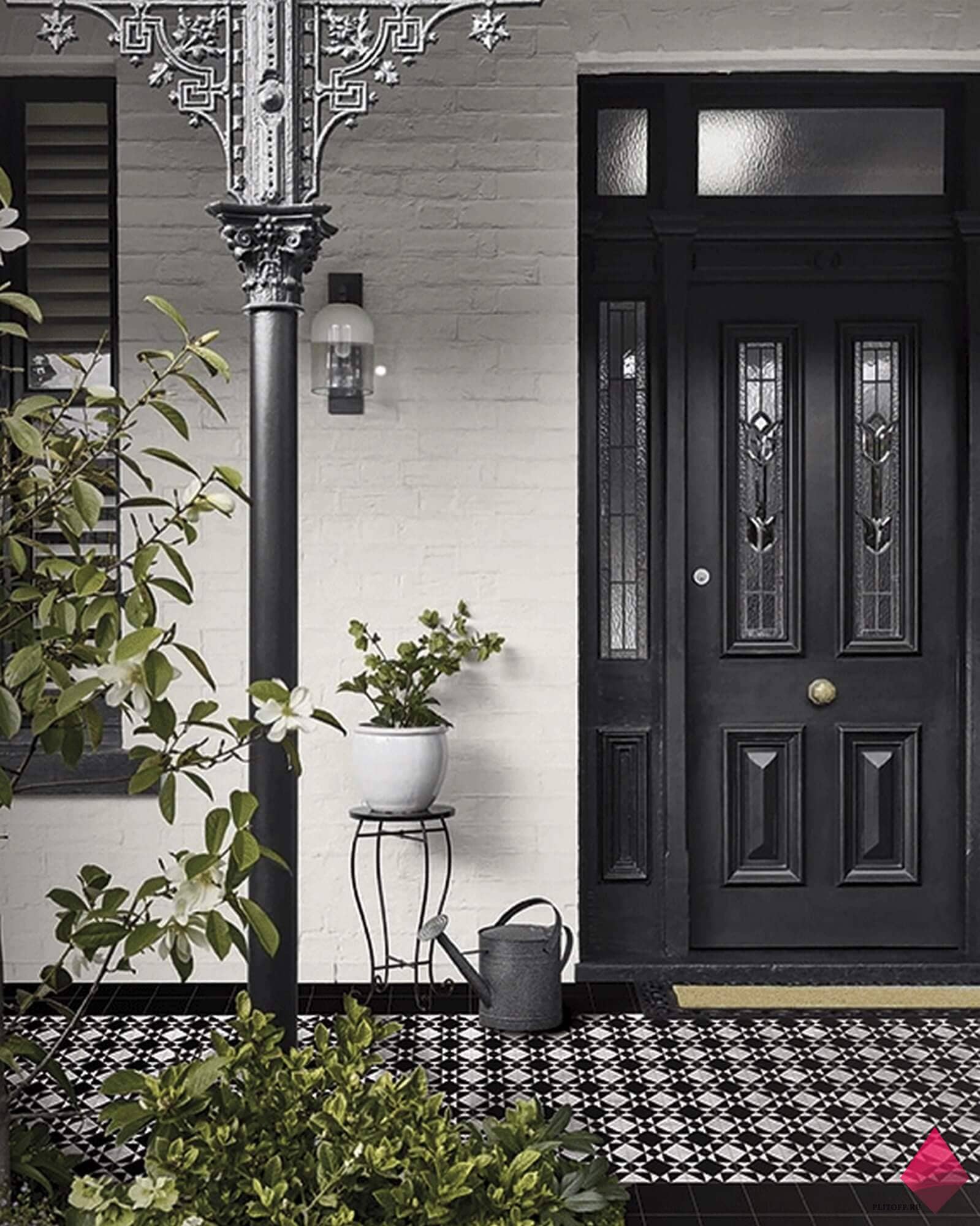 черно белая напольная плитка