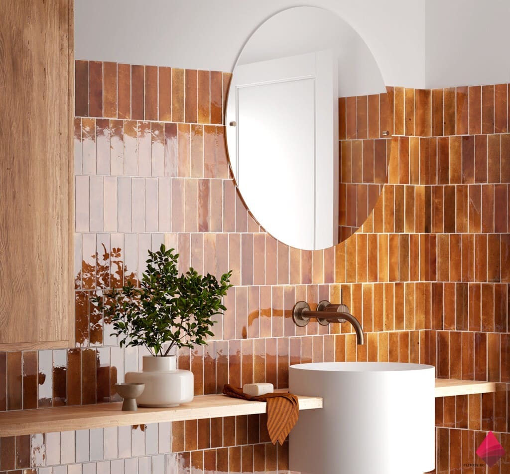 Коричневая плитка под кирпич Глянцевая плитка кабанчик