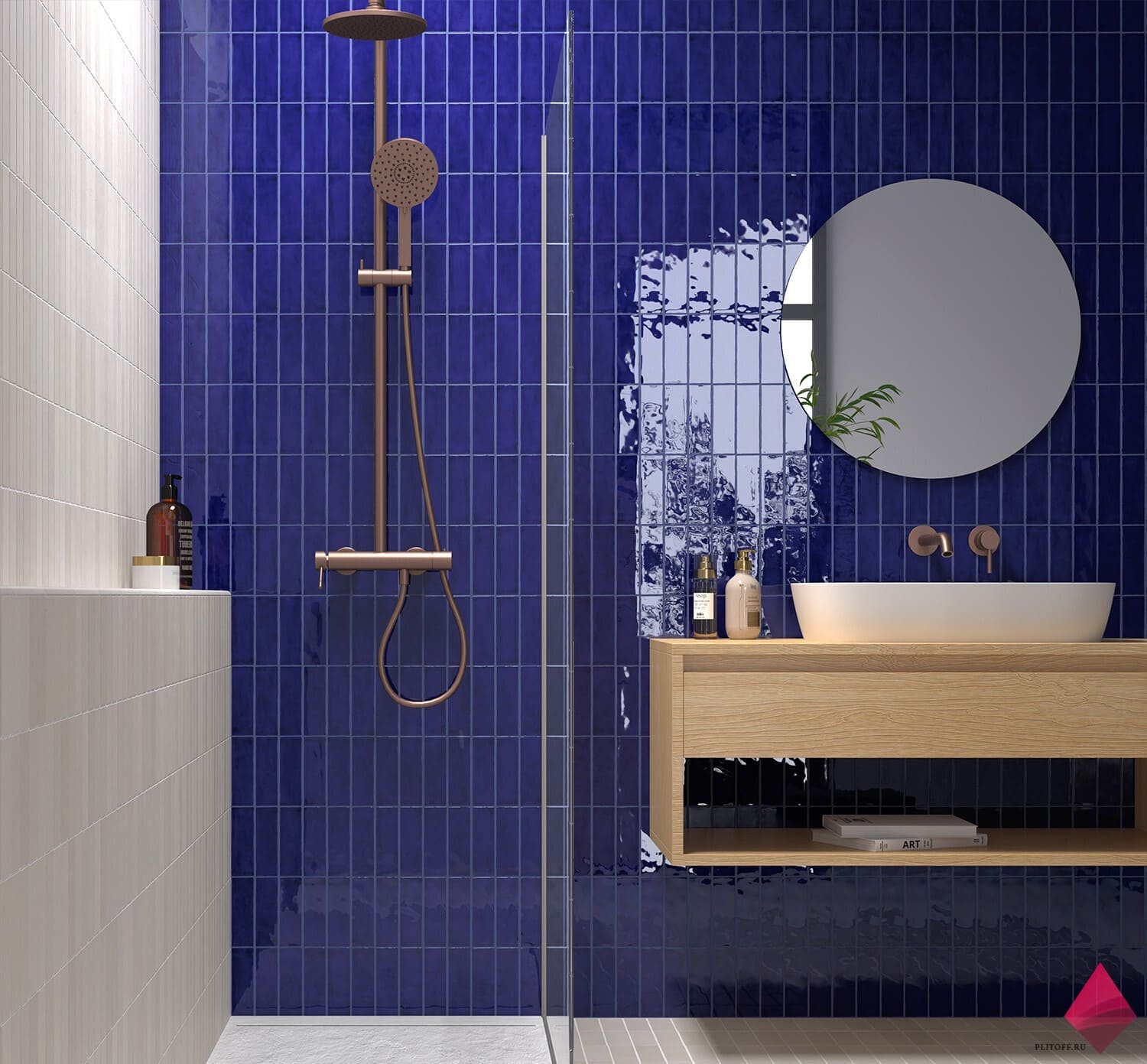 Синяя плитка под кирпич фото