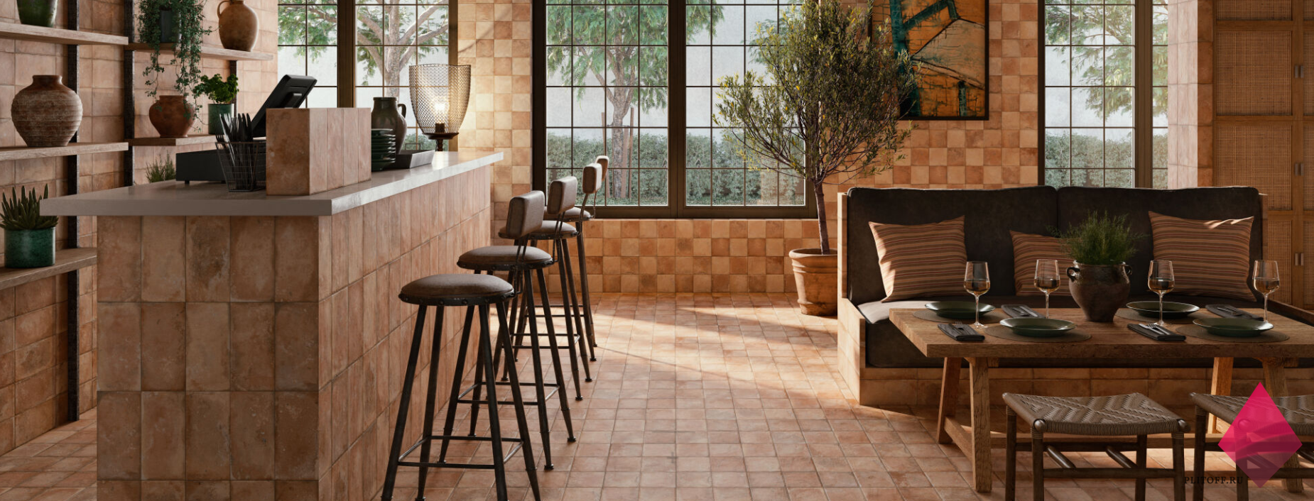 Плитка под глину для пола и стен