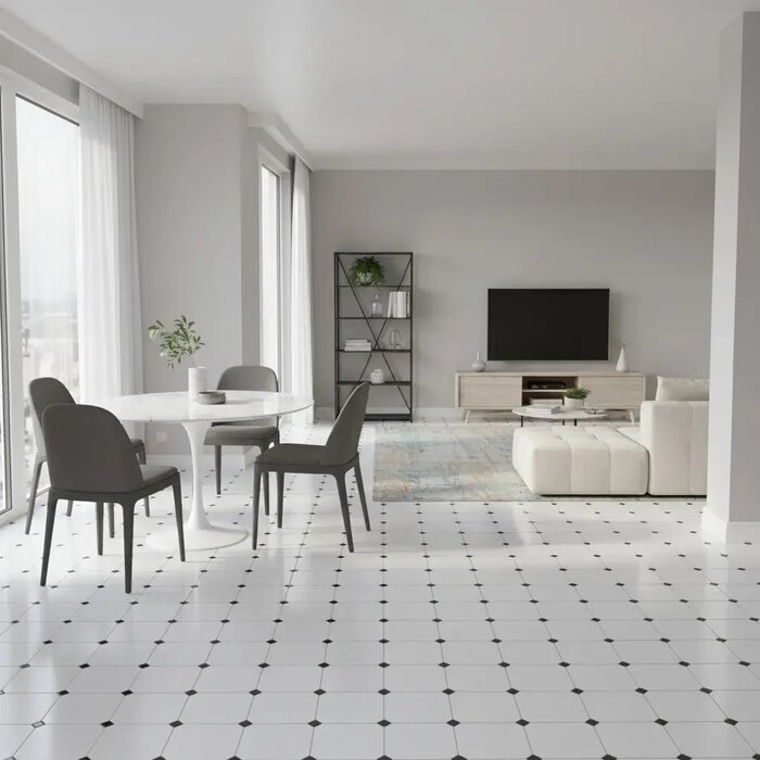 Чёрно-белая плитка для пола