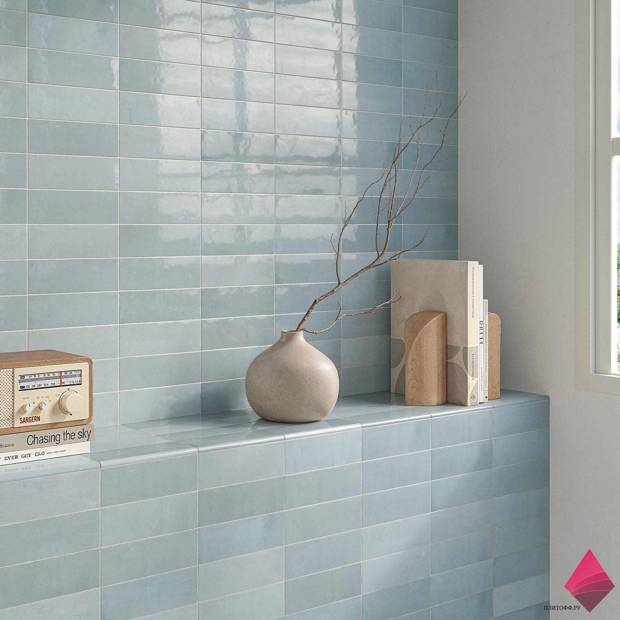 Голубая плитка под кирпич DNA TILES SAFI