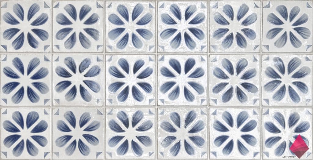 deco iris blue Синяя плитка с цветами
